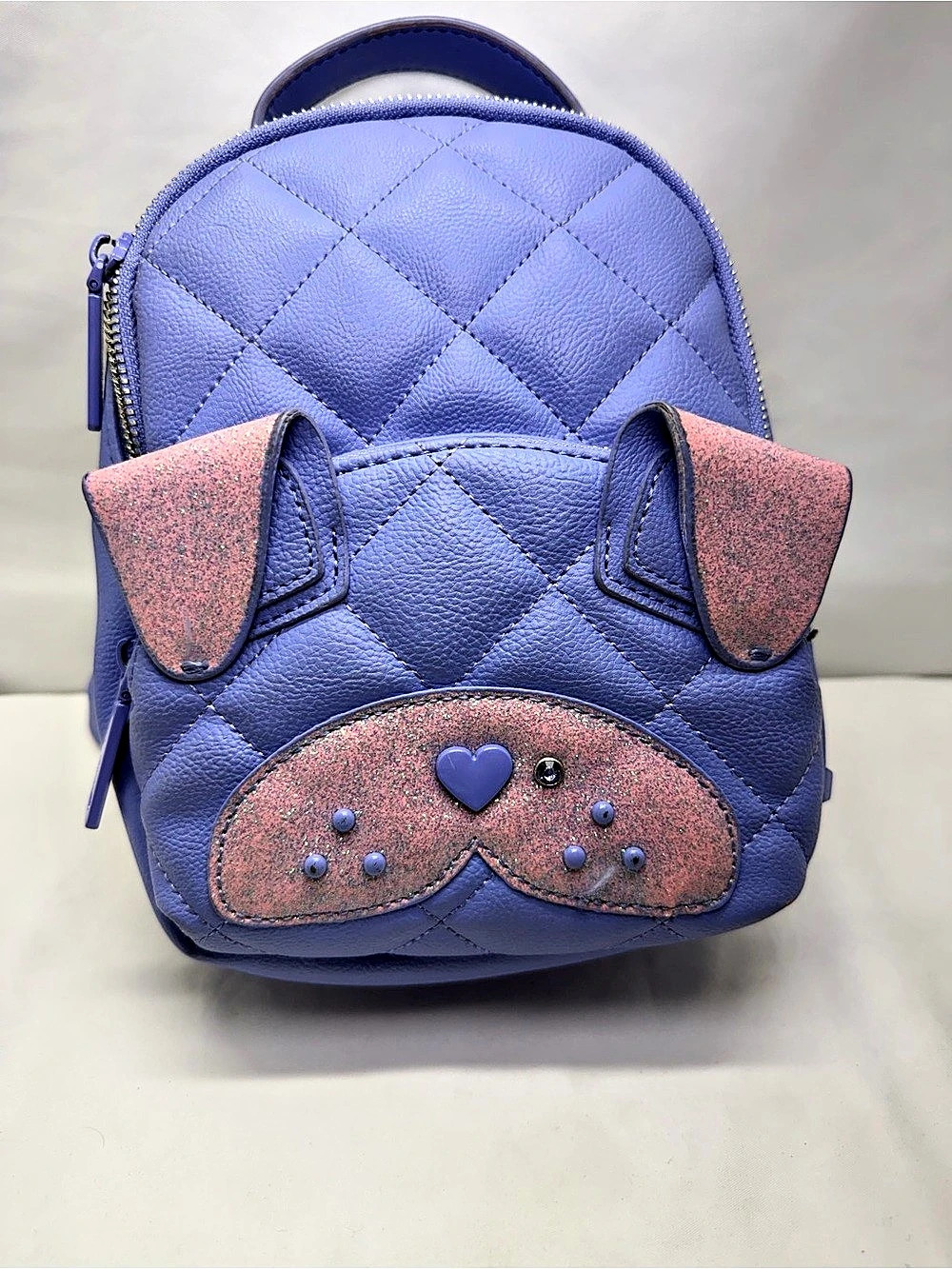 Betsey Johnson Puppy Dog Mini Backpack Purple & Pink Quilted